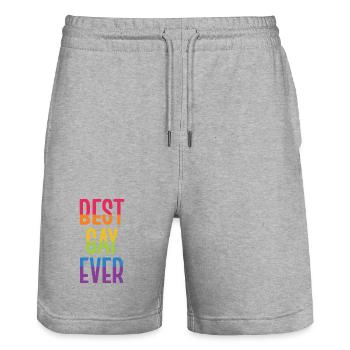 LGBT Pride Month - Best Gay Ever - Stanley/Stella Trainer Unisex Organic Jogging Shorts - heather grey - Front - Nik (191cm) & Marisol (170cm)