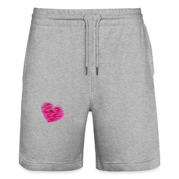CŒUR. CŒURS. COEUR. SAINT VALENTIN. LOVE. AMOUR - Short de jogging bio TRAINER Stanley/Stella unisexe - gris chiné - Devant - Nik (191cm) & Marisol (170cm)