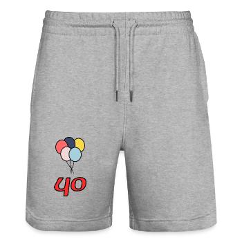 JAHRESTAG. ALLES GUTE ZUM GEBURTSTAG. ALLES GUTE ZUM GEBURTSTAG. - Stanley/Stella Unisex Bio Joggingshorts Trainer  - Grau meliert - Vorne - Nik (191cm) & Marisol (170cm)