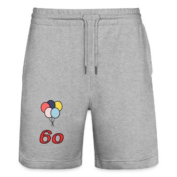 60. 60 ANS. 60e ANNIVERSAIRE. ANNIVERSAIRE 60 ANS. - Short de jogging bio TRAINER Stanley/Stella unisexe - gris chiné - Devant - Nik (191cm) & Marisol (170cm)