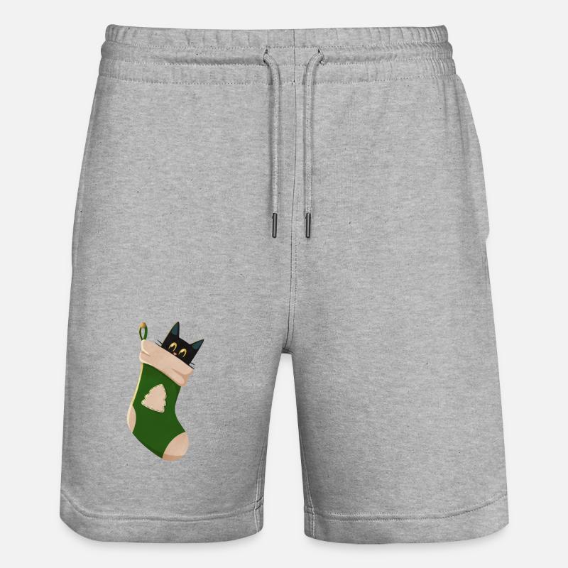 Chat en botte verte - Short de jogging bio TRAINER Stanley/Stella unisexe - gris chiné