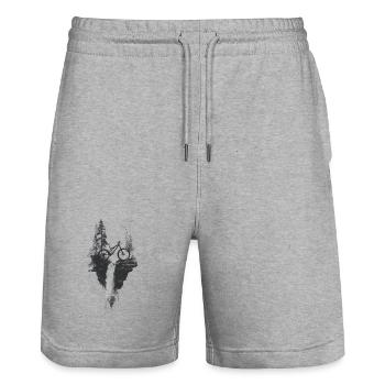 Mountainbike Waldlandschaft Waterfall Abenteuer - Stanley/Stella Unisex Bio Joggingshorts Trainer  - Grau meliert - Vorne - Nik (191cm) & Marisol (170cm)