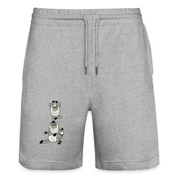 Tired_Sad_Sleepy_Sheep_Yoga_Meditating_5 - Stanley/Stella Trainer Unisex Organic Jogging Shorts - heather grey - Front - Nik (191cm) & Marisol (170cm)