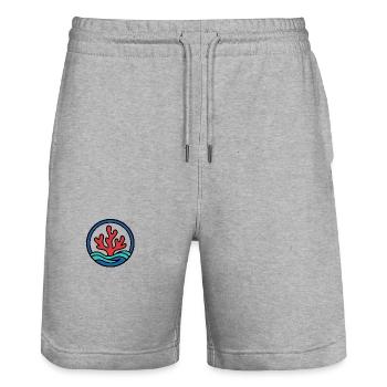 Corail rouge dans l’océan | Marine Conservation Logo - Short de jogging bio TRAINER Stanley/Stella unisexe - gris chiné - Devant - Nik (191cm) & Marisol (170cm)