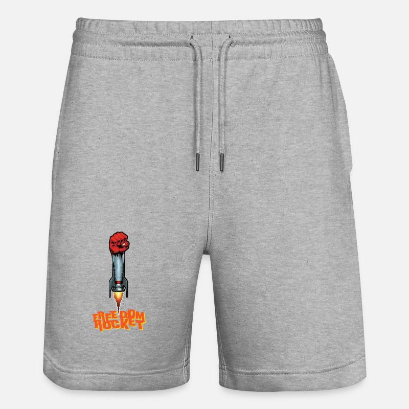 ROCKET FIGHT - freedom & rights - Short de jogging bio TRAINER Stanley/Stella unisexe - gris chiné