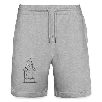Santa Claus Chimney - Stanley/Stella Trainer Unisex Organic Jogging Shorts - heather grey - Front - Nik (191cm) & Marisol (170cm)