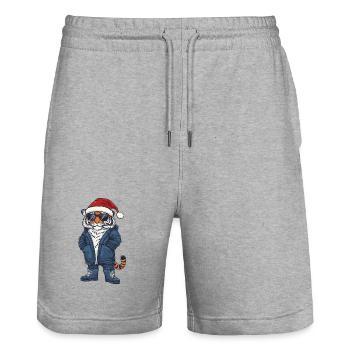 Tiger Christmas Winter - Stanley/Stella Trainer Unisex Organic Jogging Shorts - heather grey - Front - Nik (191cm) & Marisol (170cm)