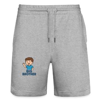 Big Brother Cartoon Wave Tee - Stanley/Stella Unisex Bio Joggingshorts Trainer  - Grau meliert - Vorne - Nik (191cm) & Marisol (170cm)