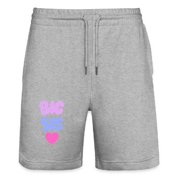Big Sis Love - Stanley/Stella Unisex Bio Joggingshorts Trainer  - Grau meliert - Vorne - Nik (191cm) & Marisol (170cm)