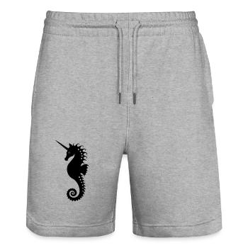 Élégant hippocampe licorne - Short de jogging bio TRAINER Stanley/Stella unisexe - gris chiné - Devant - Nik (191cm) & Marisol (170cm)