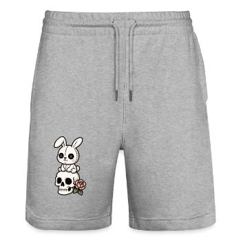 Goth Bunny Horror Rabbit Gothic Creepy Creepy - Stanley/Stella Trainer Unisex Organic Jogging Shorts - heather grey - Front - Nik (191cm) & Marisol (170cm)
