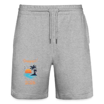 Summer 2026 Sonnenuntergang Strand Urlaub Shirt - Stanley/Stella Unisex Bio Joggingshorts Trainer  - Grau meliert - Vorne - Nik (191cm) & Marisol (170cm)