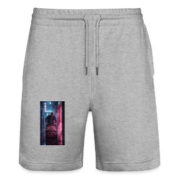 Neon Alley Rebell mit Flaschenkorb - Stanley/Stella Unisex Bio Joggingshorts Trainer  - Grau meliert - Vorne - Nik (191cm) & Marisol (170cm)