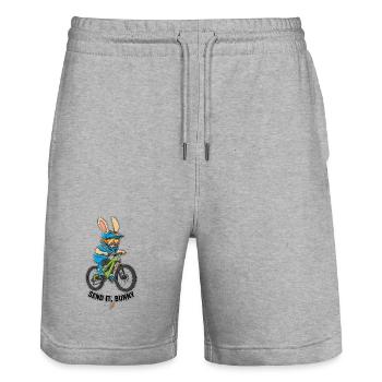 Send It Bunny Mountain Bike Rider - Stanley/Stella Trainer Unisex Organic Jogging Shorts - heather grey - Front - Nik (191cm) & Marisol (170cm)