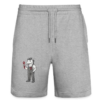 Horse Mechanic with Wrench - Stanley/Stella Trainer Unisex Organic Jogging Shorts - heather grey - Front - Nik (191cm) & Marisol (170cm)