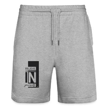 Believe in yourself - Stanley/Stella Trainer Unisex Organic Jogging Shorts - heather grey - Front - Nik (191cm) & Marisol (170cm)