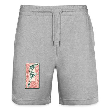 Female dancer #19 - Stanley/Stella Unisex Bio Joggingshorts Trainer  - Grau meliert - Vorne - Nik (191cm) & Marisol (170cm)