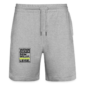 Dumm Sein Leise Typografie Sarkasmus Büro - Stanley/Stella Unisex Bio Joggingshorts Trainer  - Grau meliert - Vorne - Nik (191cm) & Marisol (170cm)