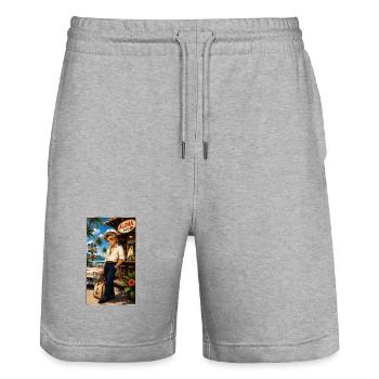 Bruce Sailor Rockabilly Vintage 50er - Kek-Ina - Stanley/Stella Unisex Bio Joggingshorts Trainer  - Grau meliert - Vorne - Nik (191cm) & Marisol (170cm)