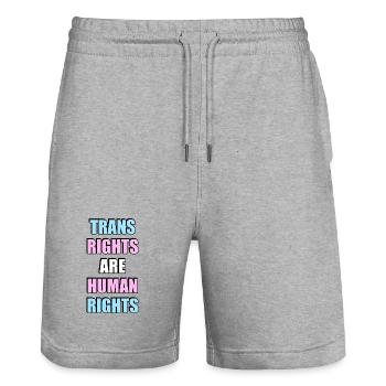 Trans-Rechte sind Menschenrechte - Stanley/Stella Unisex Bio Joggingshorts Trainer  - Grau meliert - Vorne - Nik (191cm) & Marisol (170cm)