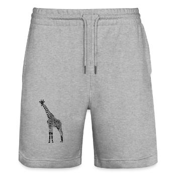 Schwarze Giraffe Afrikanische Giraffensilhouette - Stanley/Stella Unisex Bio Joggingshorts Trainer  - Grau meliert - Vorne - Nik (191cm) & Marisol (170cm)