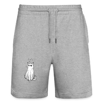 Nebelkatze im Mondschein - Stanley/Stella Unisex Bio Joggingshorts Trainer  - Grau meliert - Vorne - Nik (191cm) & Marisol (170cm)
