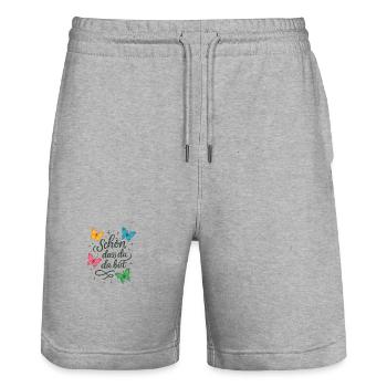 Schön, dass du da bist - Stanley/Stella Unisex Bio Joggingshorts Trainer  - Grau meliert - Vorne - Nik (191cm) & Marisol (170cm)