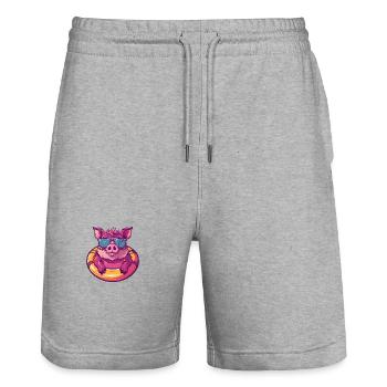 Schwein Comic Cool Wildschwein - Stanley/Stella Unisex Bio Joggingshorts Trainer  - Grau meliert - Vorne - Nik (191cm) & Marisol (170cm)