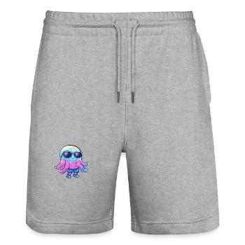 Méduse Cool Summer - Short de jogging bio TRAINER Stanley/Stella unisexe - gris chiné - Devant - Nik (191cm) & Marisol (170cm)
