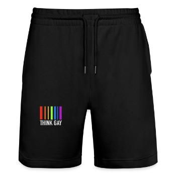 Think Gay - Stanley/Stella Trainer Unisex Organic Jogging Shorts - black - Front - Nik (191cm) & Marisol (170cm)