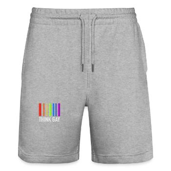 Denken Sie schwul - Stanley/Stella Unisex Bio Joggingshorts Trainer  - Grau meliert - Vorne - Nik (191cm) & Marisol (170cm)
