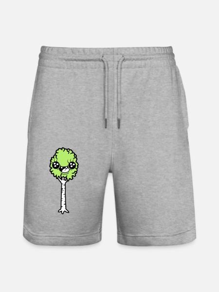 Laughing Cartoon Birch - Stanley/Stella Trainer Unisex Organic Jogging Shorts - heather grey