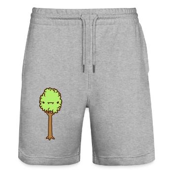 Evil Little Tree - Stanley/Stella Trainer Unisex Organic Jogging Shorts - heather grey - Front - Nik (191cm) & Marisol (170cm)