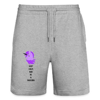 unicorn keep calm - Stanley/Stella Unisex Bio Joggingshorts Trainer  - Grau meliert - Vorne - Nik (191cm) & Marisol (170cm)