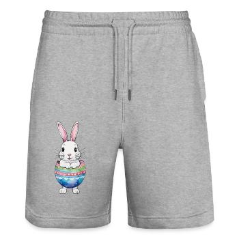 Lapin de Pâques Aquarelle de Pâques - Short de jogging bio TRAINER Stanley/Stella unisexe - gris chiné - Devant - Nik (191cm) & Marisol (170cm)