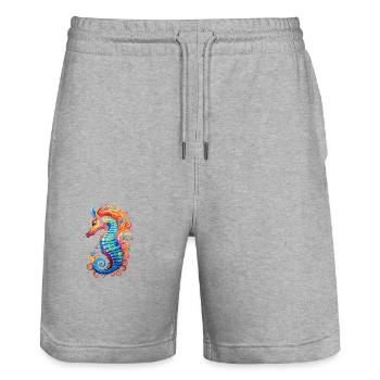 Seepferdchen Unterwasserwelt für eine - Stanley/Stella Unisex Bio Joggingshorts Trainer  - Grau meliert - Vorne - Nik (191cm) & Marisol (170cm)