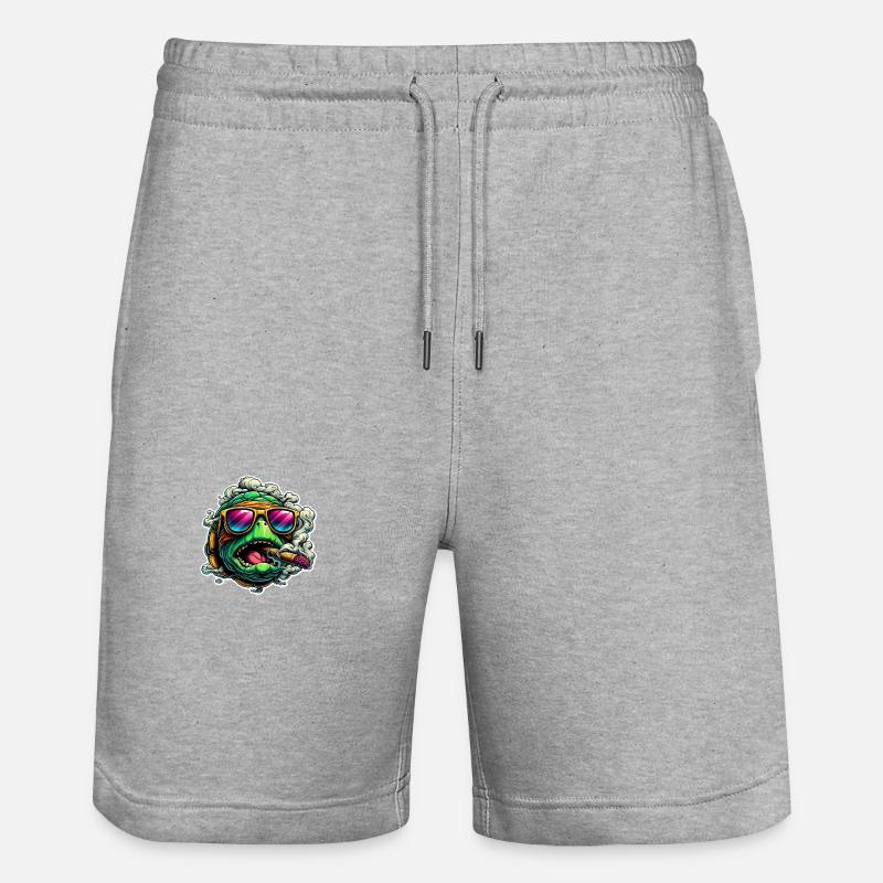 Crazy turtle smoking - Stanley/Stella Unisex Bio Joggingshorts Trainer  - Grau meliert