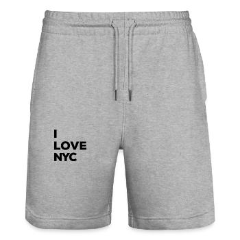 I Love Series: I L NYC, blk print, no frame - Stanley/Stella Unisex Bio Joggingshorts Trainer  - Grau meliert - Vorne - Nik (191cm) & Marisol (170cm)