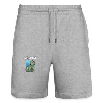 Velociraptor für einen Dino Fan und Dinosaurier - Stanley/Stella Unisex Bio Joggingshorts Trainer  - Grau meliert - Vorne - Nik (191cm) & Marisol (170cm)