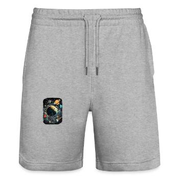 Space Weltraum Astronaut für Erwachsene - Stanley/Stella Unisex Bio Joggingshorts Trainer  - Grau meliert - Vorne - Nik (191cm) & Marisol (170cm)