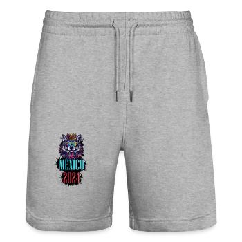 Mexique 2024 Vacances Loup - Short de jogging bio TRAINER Stanley/Stella unisexe - gris chiné - Devant - Nik (191cm) & Marisol (170cm)