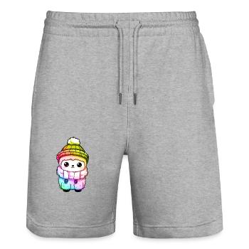 Alpaga Hiver Animal Coloré Bande dessinée - Short de jogging bio TRAINER Stanley/Stella unisexe - gris chiné - Devant - Nik (191cm) & Marisol (170cm)