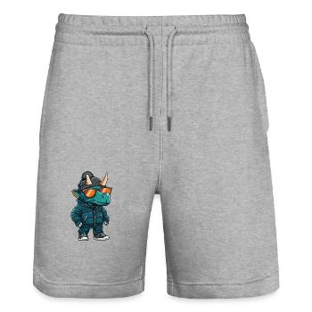 Dinosaurier triceratops Cool Comic - Stanley/Stella Unisex Bio Joggingshorts Trainer  - Grau meliert - Vorne - Nik (191cm) & Marisol (170cm)