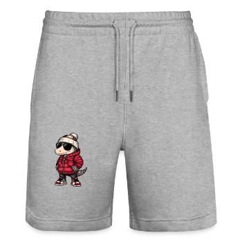 Gürteltier Cool Comic - Stanley/Stella Unisex Bio Joggingshorts Trainer  - Grau meliert - Vorne - Nik (191cm) & Marisol (170cm)