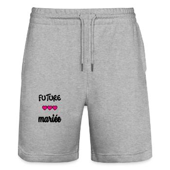 Junggesellinnenabschied. HOCHZEIT. MANNSCHAFT. TEAM BRAUT. ZUKÜNFTIGE BRAUT - Stanley/Stella Unisex Bio Joggingshorts Trainer  - Grau meliert - Vorne - Nik (191cm) & Marisol (170cm)