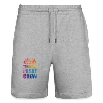 Teneriffa Party Crew Spruch - Stanley/Stella Unisex Bio Joggingshorts Trainer  - Grau meliert - Vorne - Nik (191cm) & Marisol (170cm)
