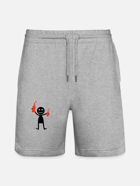 Beer Party Silhouette - Stanley/Stella Trainer Unisex Organic Jogging Shorts - heather grey