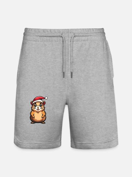 Hamster Christmas - Stanley/Stella Trainer Unisex Organic Jogging Shorts - heather grey