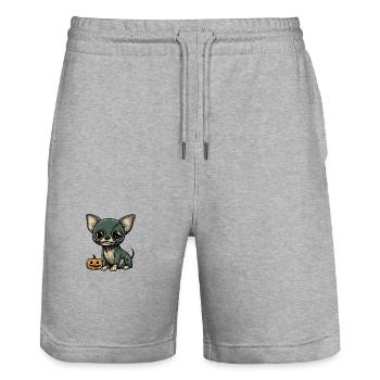 Chihuahua Dog Halloween Funny Zombie - Stanley/Stella Trainer Unisex Organic Jogging Shorts - heather grey - Front - Nik (191cm) & Marisol (170cm)