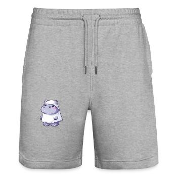 Hippopotamus Halloween Funny Ghost - Stanley/Stella Trainer Unisex Organic Jogging Shorts - heather grey - Front - Nik (191cm) & Marisol (170cm)